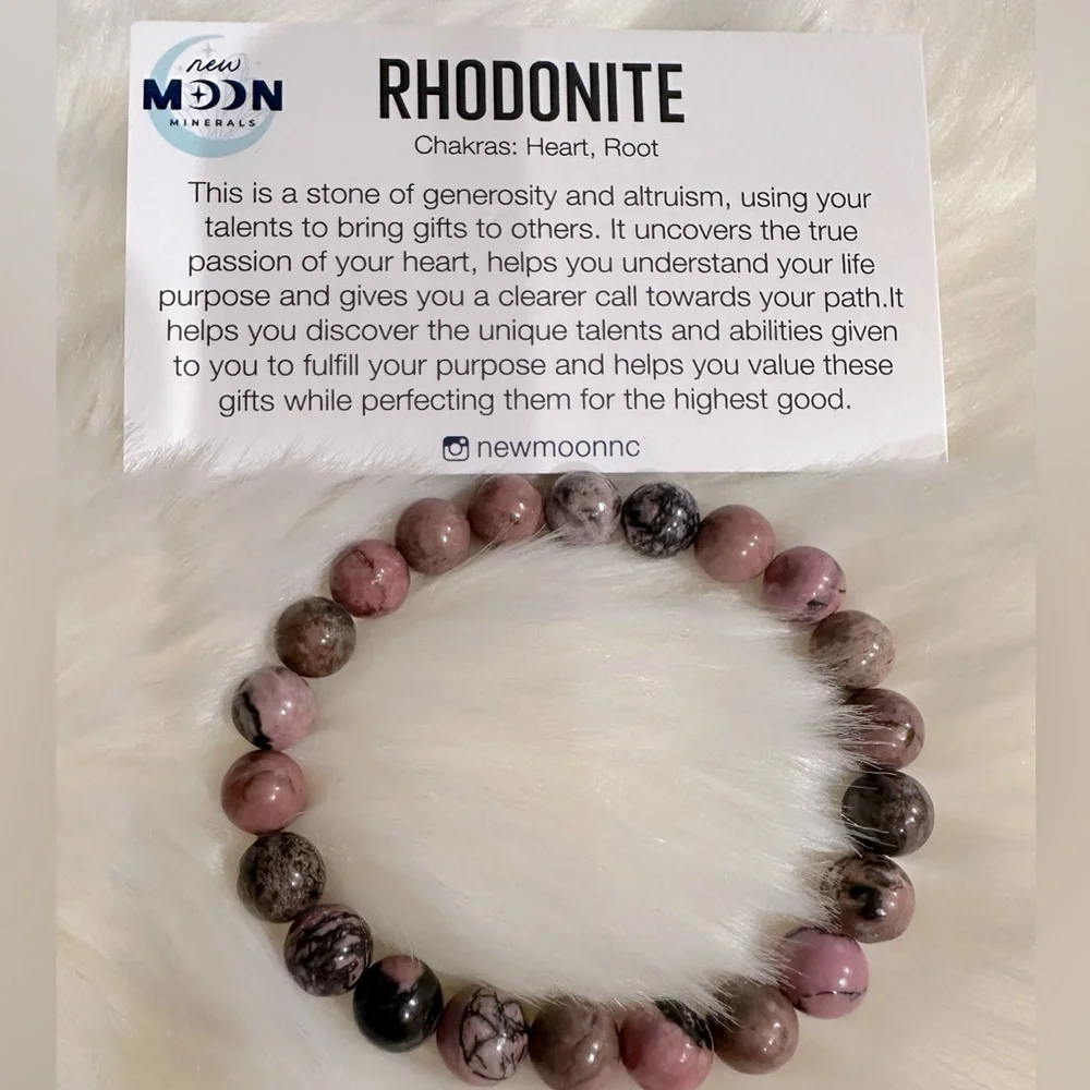 Rhodonite Genuine Beaded Bracelet - Picture 1 of 1